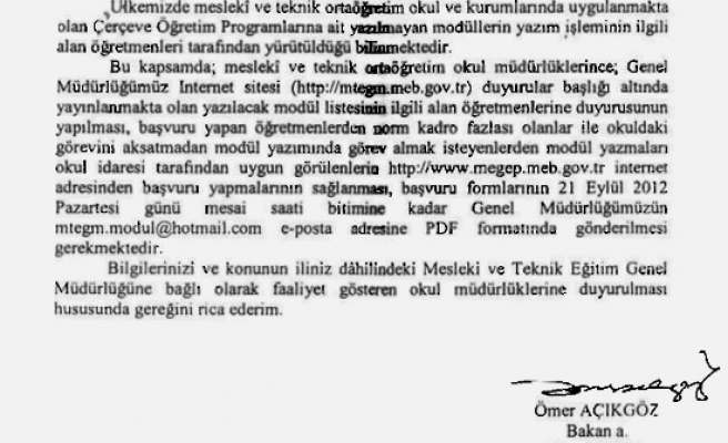 MODÜL YAZIMINDA GÖREV ALACAK ÖĞRETMENLER ARANIYOR !