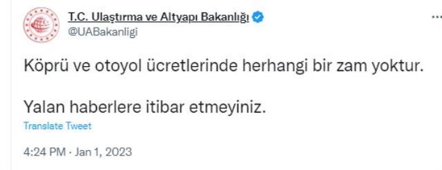 Köprü ve otoyol ücretlerine zam geldi mi? Bakanlık'tan konutla ilgili açıklama