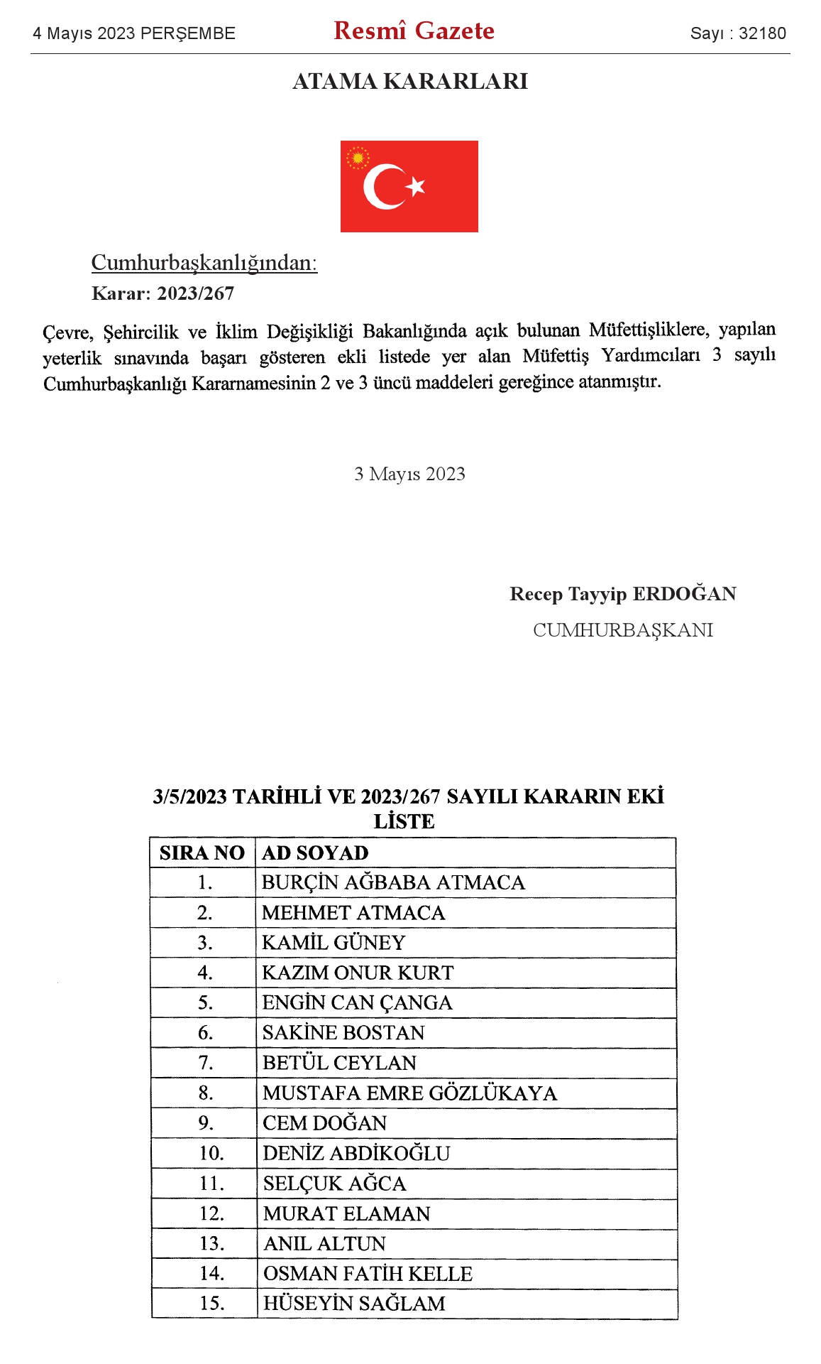 4 Mayıs 2023 tarihli atama kararı yayımlandı