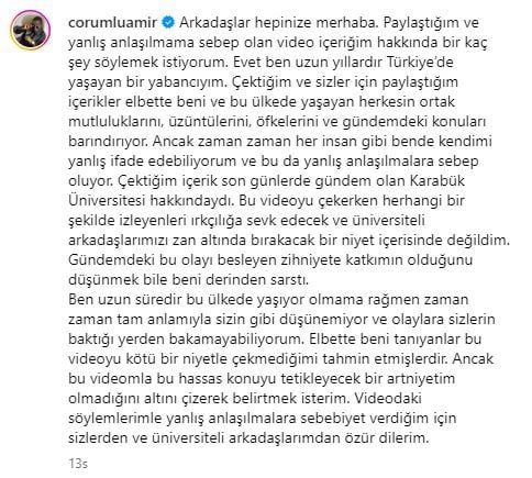 Çorumlu Amir’den skandal Karabük Üniversitesi videosu! Sildi ve herkesten özür diledi