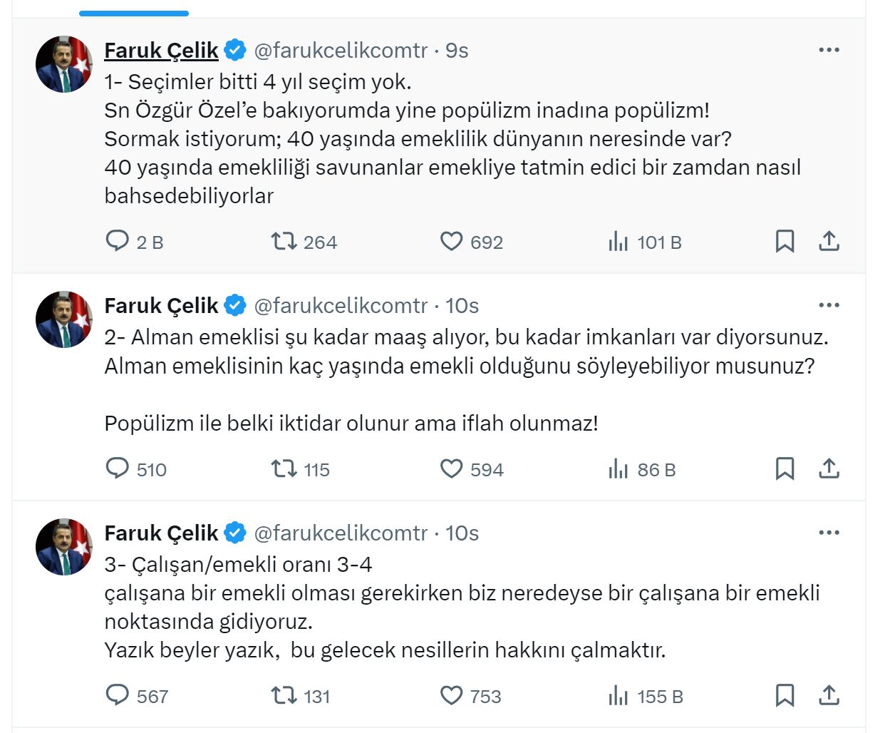 Faruk Çelik: 40 yaşında emeklilik dünyanın neresinde var?