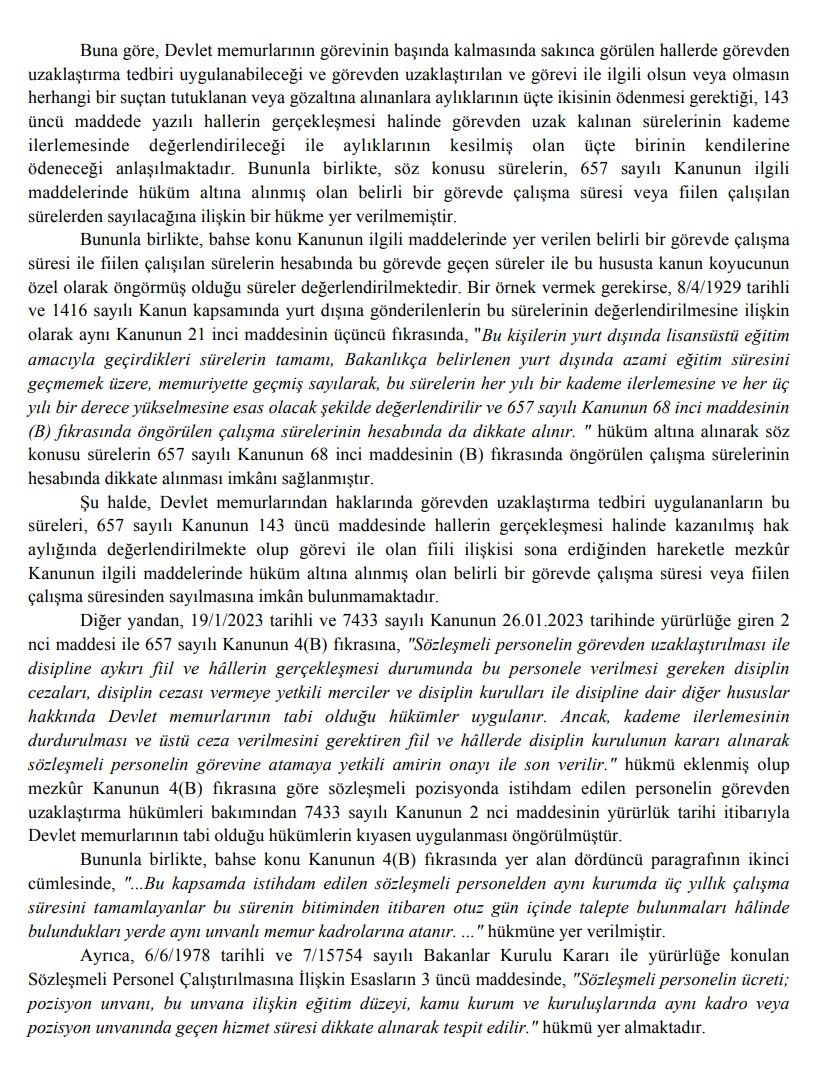 Sözleşmeli personelin görevden uzaklaştırılmasına dair görüş yazısı
