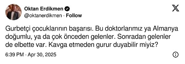 Paylaşımı yapan Erdikmen paylaşımının altına şöyle bir not ekledi.