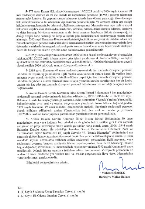 Sözleşmeli Personel Maaşlarına Dair Genelge Yayımlandı