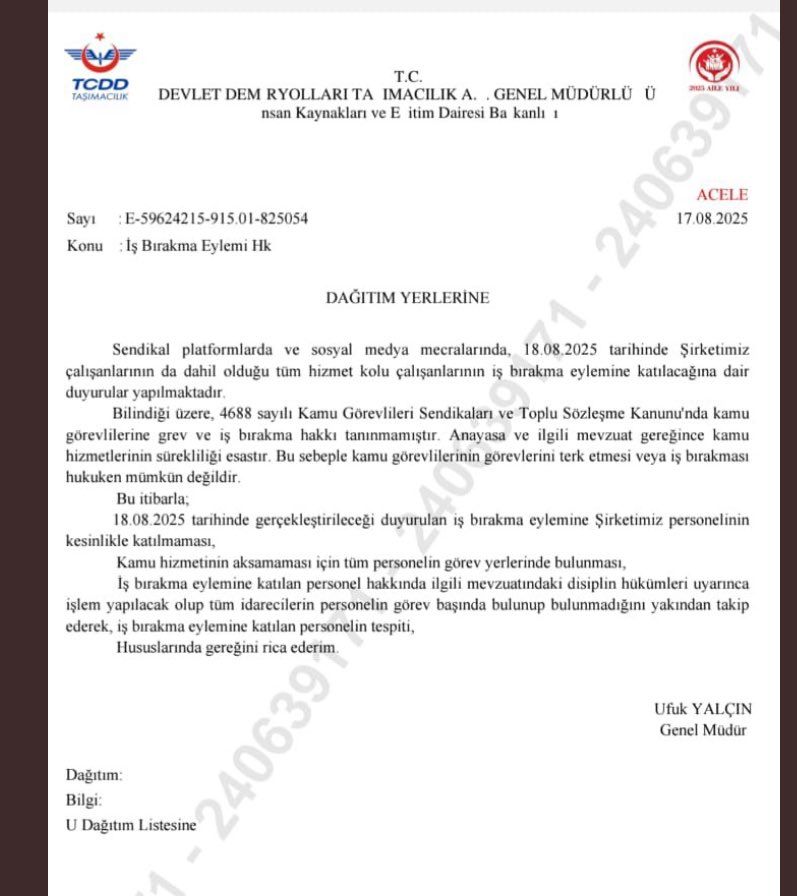 İki Kurum İş Bırakma Eylemine Katılacak Memurlara İşlem Yapacak