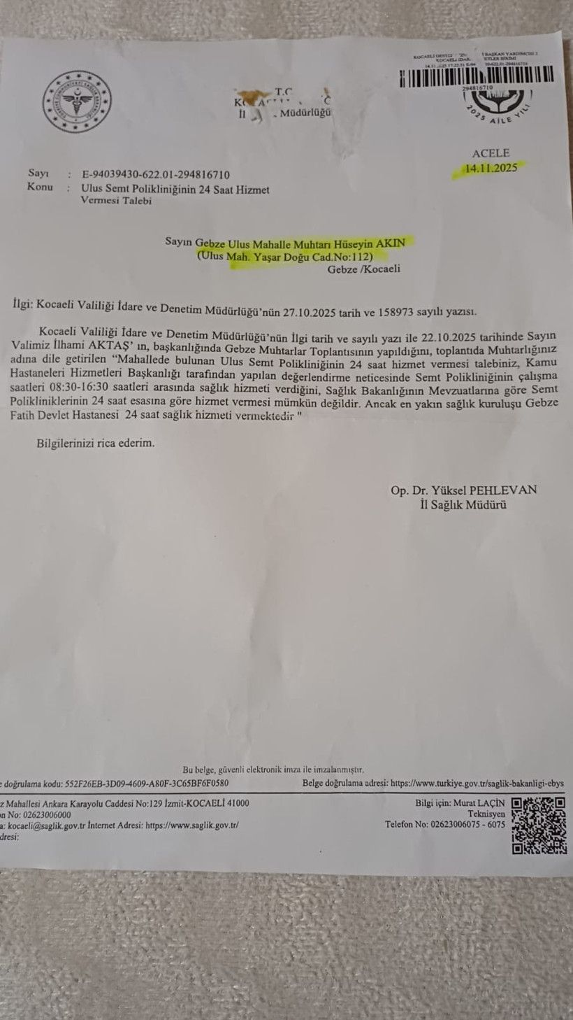 Muhtardan İl Sağlık Müdürü