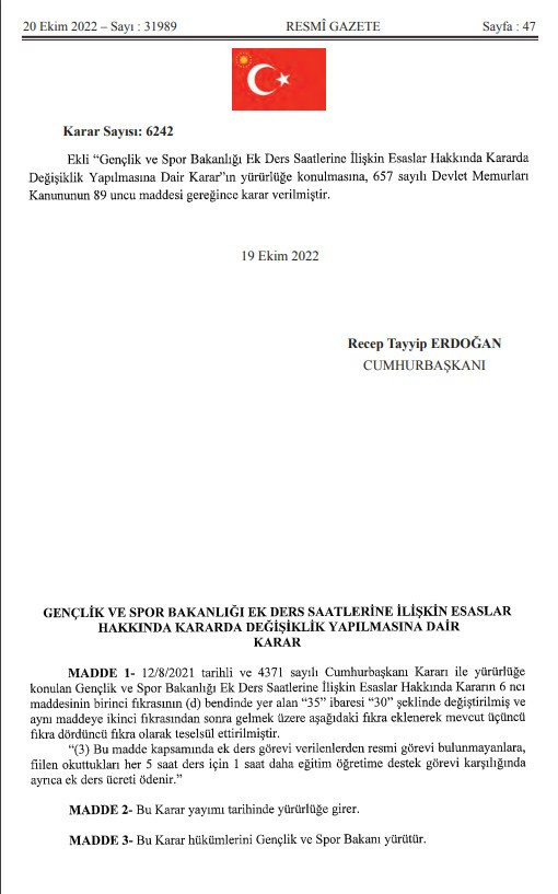 Ek ders ücretlerinde artış güncellemesi! Yeni ek ders ücreti Resmi Gazete’de!